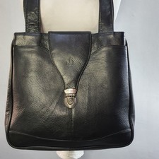 DINO Black Leather Shopper Style Shoulder Bag Tote Satchel Clasp Handbag