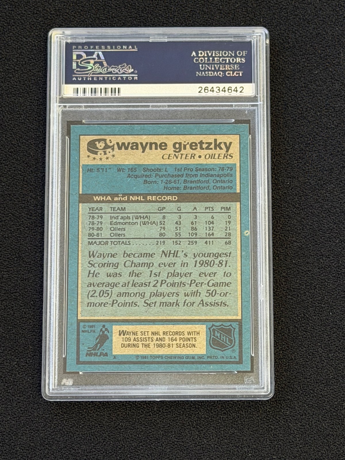 1981-82 Topps Wayne Gretzky #16 PSA 9 MINT Oilers view 2