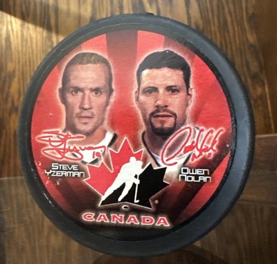 Steve Yzerman Owen Nolan 2002 Salt Lake City Olympics Canada Hockey Puck