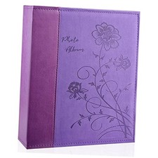 Photo Album 8x10 Clear Pages Pockets Leathe Cover Slip 50 Pockets/1PK Purple
