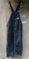 Carhartt R41 BLK Double Knee Overalls Quilt Lined Size 48x32 Distressed Utter Co