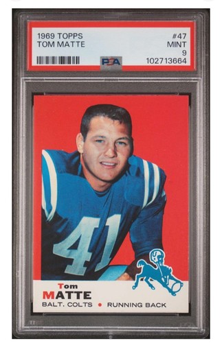 1969 Topps #47 Tom Matte Baltimore Colts PSA 9 MINT Vintage Football Card