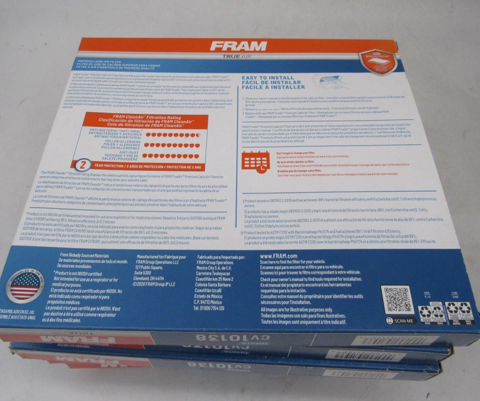 Filtro de aire de cabina 6X FRAM CV10138 TrueAir Hepa ~ se adapta a Toyota Lexus ~ ENVÍO RÁPIDO Foto 4 de 4