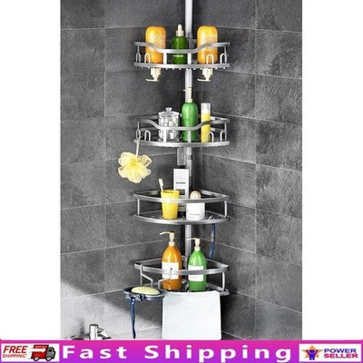 Rustproof Corner Shower Caddy Tension Pole 4-Tier Bathroom Organizer Storage New