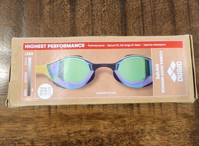 Arena Cobra Edge Swipe Mirror Goggles Emerald Yellow Black - New