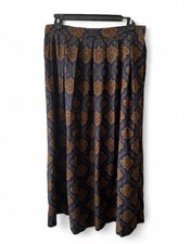 Vintage 80s/90s Blue And Gold Paisley Midi Skirt Boho Cottage Core Size 12