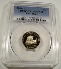 2004-S 5c PCGS PR70DCAM JEFFERSON KEEL BOAT NICKEL PROOF DEEP CAMEO PR 70 DC