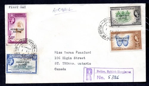 British Honduras - 1962 Hurricane Hattie Overprints First Day Cover