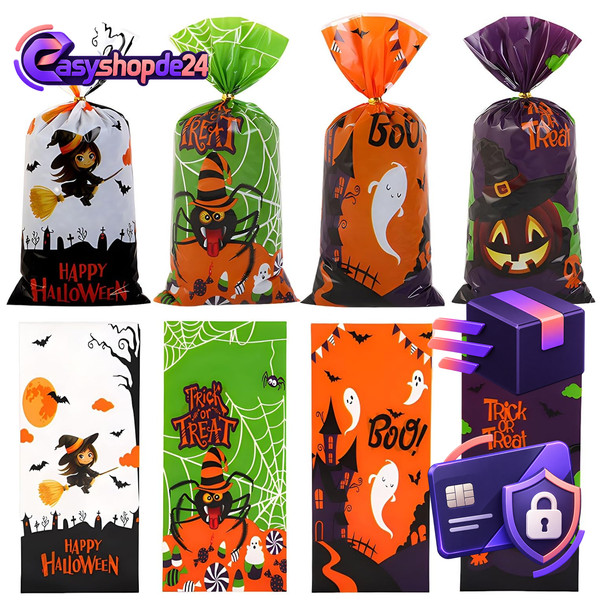 Halloween GeschenktüTen 50 StüCk CellophantüTen FüR SüßIgkeiten Party Deko-image