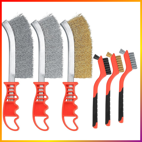 DrahtbüRsten Set 6-Teilig Edelstahl Messing Nylon Reinigung Rostentfernung-image