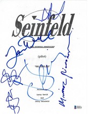 Seinfeld Cast 4 + LARRY DAVID Signed Autograph Pilot Full Script Beckett BAS LOA