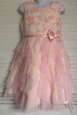 Jona Michelle Layered Tulle  Embroidery Pink Dress, 6 or 8 Flower Girl Formal