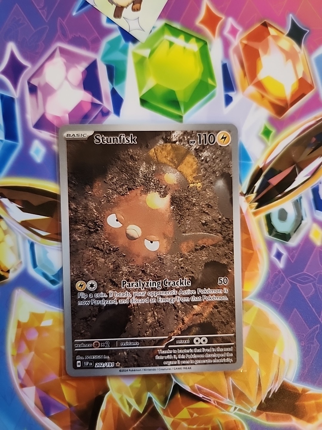 Stunfisk 202/191 Sv08: Surging Sparks Holo Pokemon TCG Illustration Rare Card