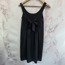 Madewell Dress Womens XXS 00 Black Silk Tank Bow Tie Open Back Shift Knee Blouse