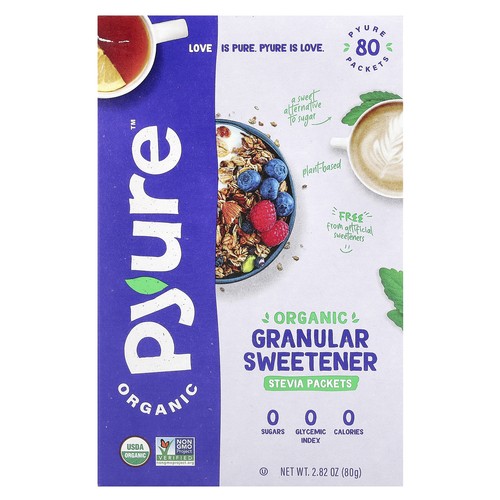 Pyure  Organic Stevia Granular Sweetener Packets  80 Count, 2.82 oz, 80 g