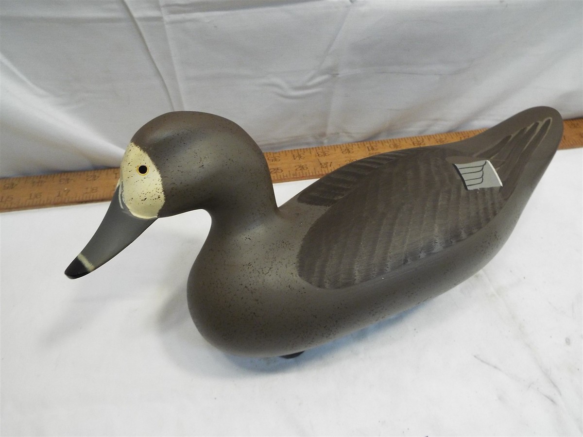 Signed John H Clark 1992 Wooden Canvasback Hen Duck Decoy Hunting