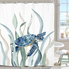 Turtle Seaweed Shower Curtain 60Wx72L Inch 60"W x 72"L Pack of 1 Blue Green