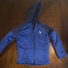Skechers Boys Blue Full Zip Fleece Hoodie Hooded Pockets Solid Size M 7/8