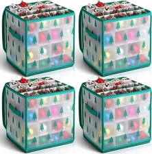 Saintrygo 4 Pcs Christmas Ornament Storage Box with 64 Compartment Zippered... 