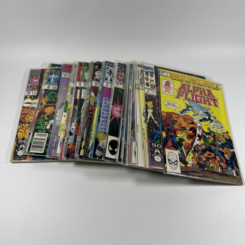 Alpha Flight Comic Book Lot of 34 Between #1-#120 Marvel VG Bag/Board