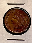 1860 U.S. INDIAN HEAD PENNY CENT 1c COIN (AU/EF)  Rounded Bust Rev AU Prob Free