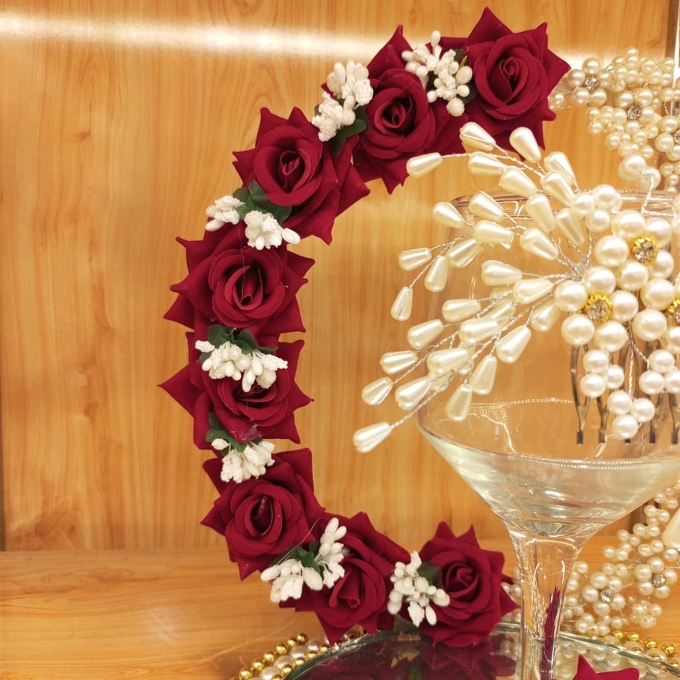 Doodh Pilai Glass Set Wedding Decorated Milk Glass Red Rose Pearl ...