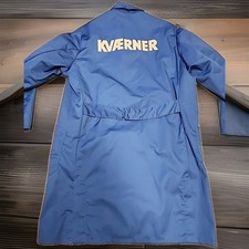 Kvaener Logo Vintage Horn Blue Snap front Lab Coat Mens 58  2XL 