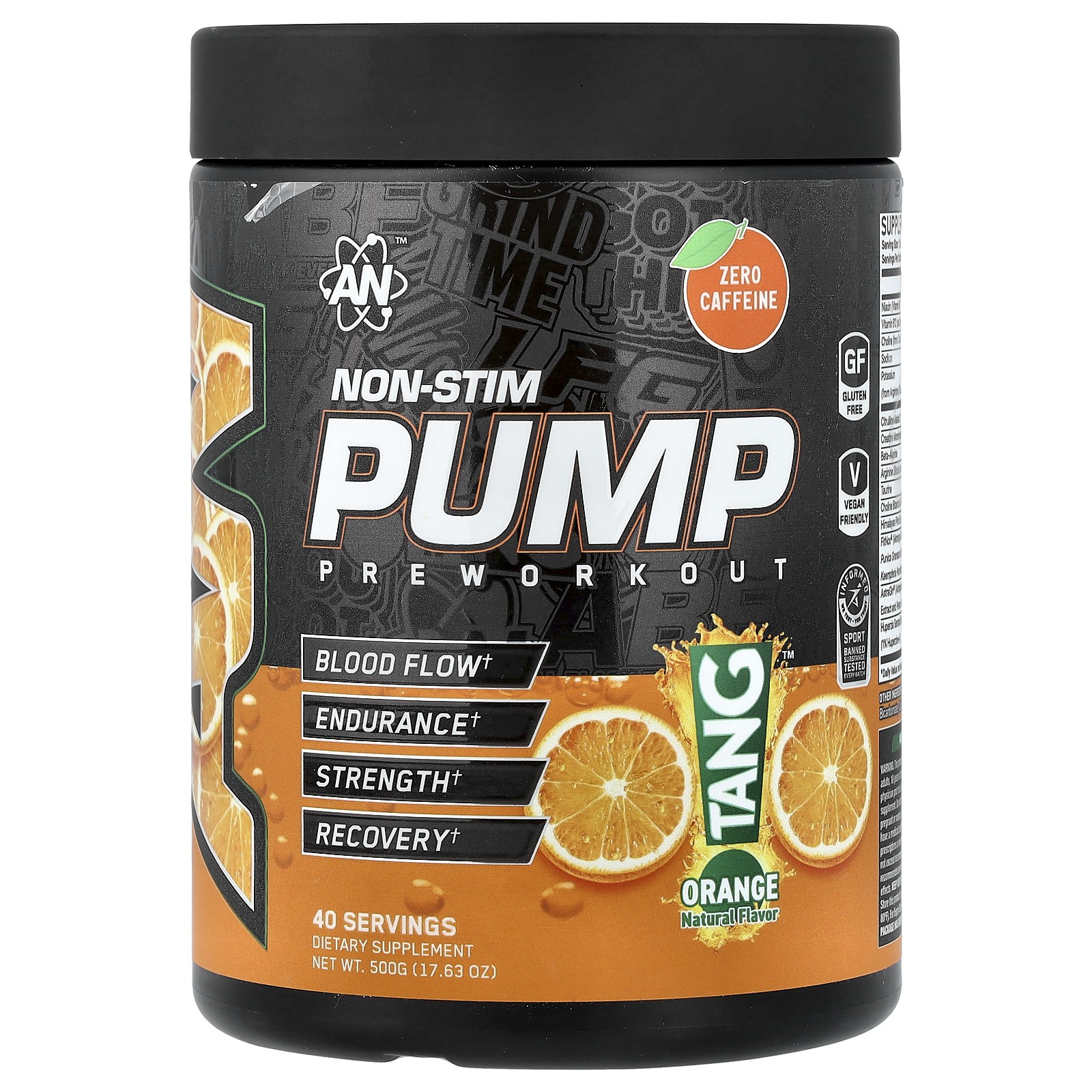 Non-Stim Pump, Pre-Workout, Tang , Orange, 17.63 oz (500 g)