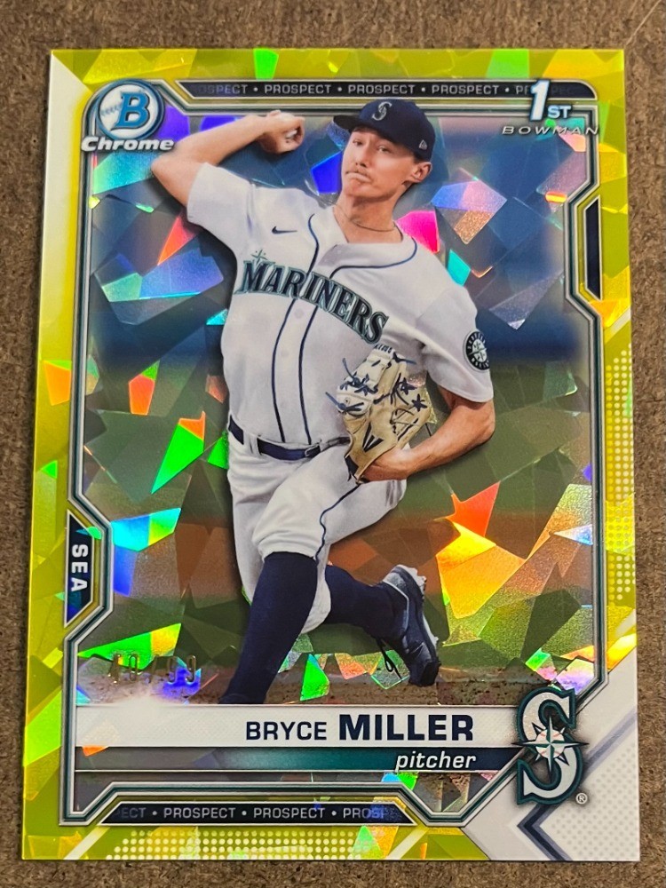 2021 Bowman Draft Sapphire Yellow Refractor BDC-64 BRYCE MILLER 1st /99 Mariners