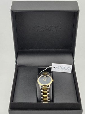 $995 MSRP Movado Women’s Museum Black Dial Two Tone Quartz Watch  2100018