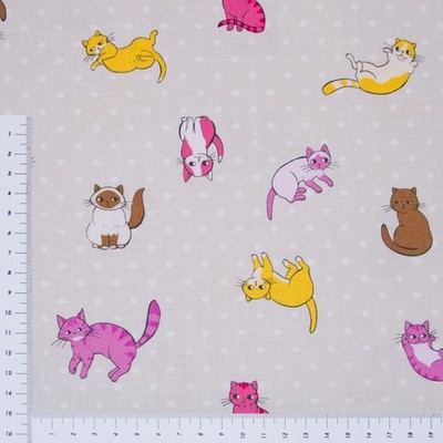 Süße Katzen auf Beige Windham Fabrics Patchwork Stoff - 100% BW (0864)