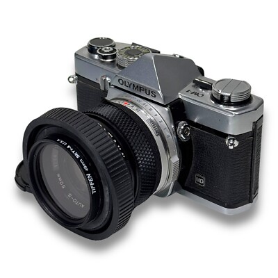 Olympus OM-1 MD 35mm SLR Film Camera 50mm f1.4 Lens Manuals Winder Case Tested