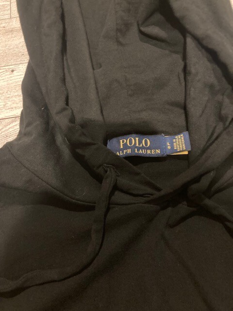 Polo Ralph Lauren manica lunga con cappuccio sottile grande logo pony nero grande