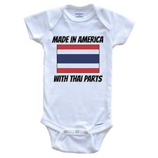 Made In America With Thai Parts Thailand Flag Funny Baby Bodysuit