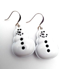 Jingle Bell White Snowmen Winter Earrings