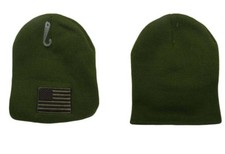 8" USA American Flag Tactical Green Embroidered Beanie Skull Cap Hat WIN610
