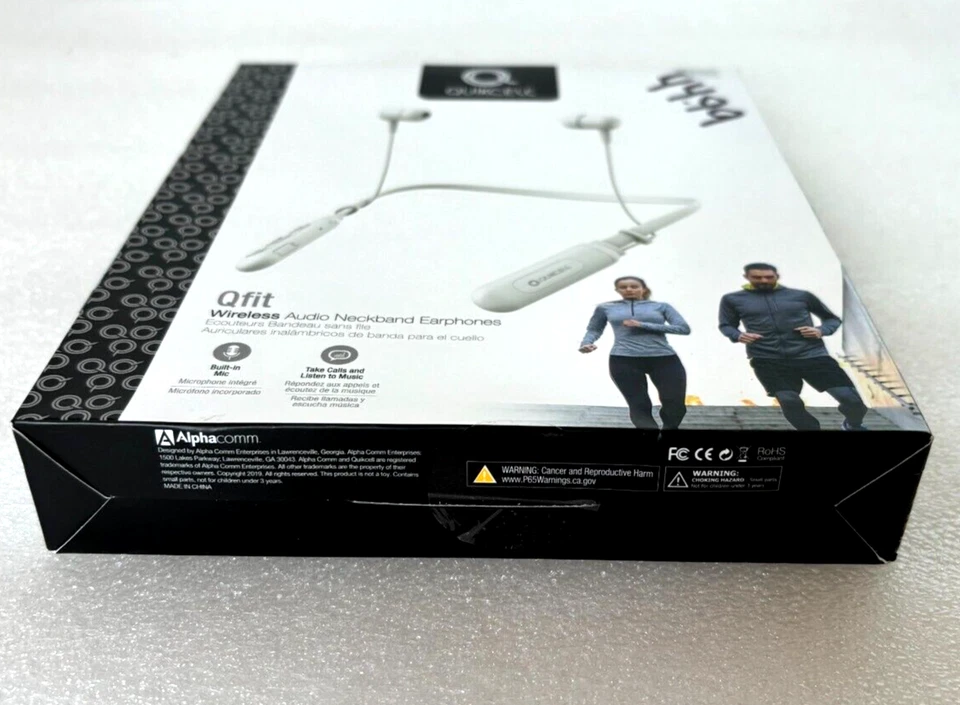 Quikcell Qfit Wireless Audio Neckband Earphones White-Bluetooth NIB - Image 3 of 4
