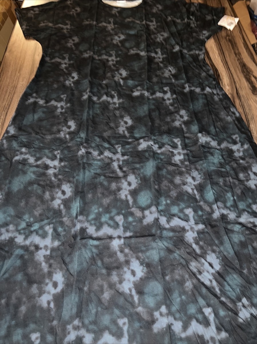 Abito Lungo Lularoe Maria 3XL – Unicorno Tie Dye Nero Grigio E Blu – Maxi Vintage