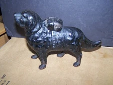 CAST IRON "WATER SPANIEL WITH PACK I HEAR A CALL" STILL BANK july 1900 pat date