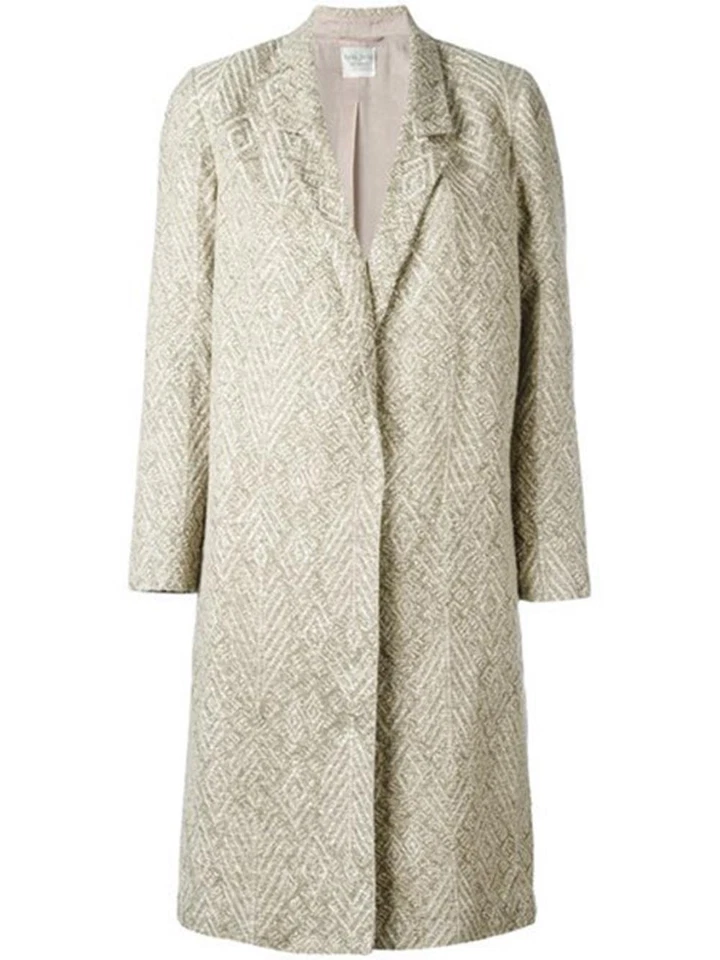 FORTE FORTE SINGLE BREASTED JACQUARD COAT UK 8