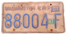 Expired License Plate Washington State Camper Oct 83 Blue White 88004 F Novelty