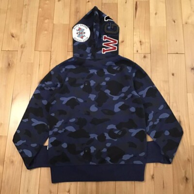 BAPE Shark full zip hoodie blue camo A Bathing Ape Size M | eBay