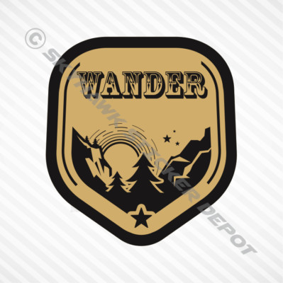 Wander Mountain Gold Bumper Sticker Vinyl Decal Car Hiking Macbook Outdoor Camp