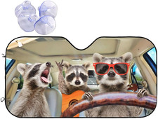 Begarm Three Funny Raccoons Animals Windshield Sun Shade for Car SUV Truck 51""