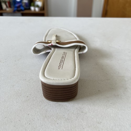 Montego Bay Club Sandals Brown White Womens Comfy Brazil Shoes Size 8W - Picture 5 of 12