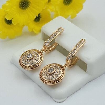 Medusa Huggie Dangle Earrings 2.4 Ct Simulated Diamond 14K Yellow Gold Plated
