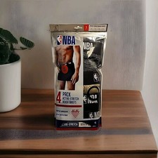 New 4 Pack NBA Men s Active Stretch W/Moisture Management Boxer Briefs-Size S