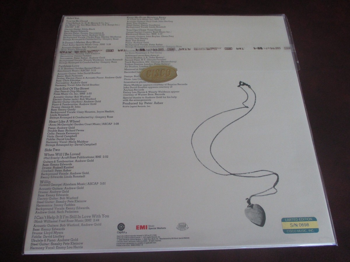 Heart Like a Wheel by Linda Ronstadt (Vinyl, Dec-2006, Cisco) for