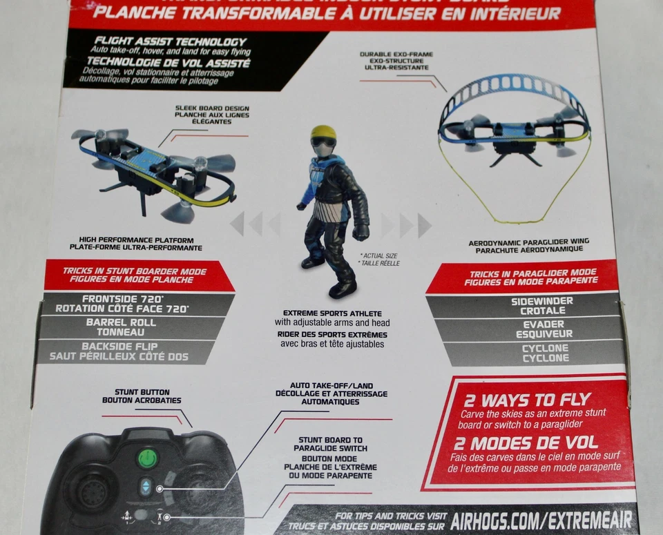 AIRHOGS Extreme Air Transformable Stunt Board 8+ Spin Master Drone ParaGlider T2 - Image 4 of 4