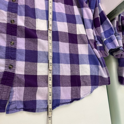 Woman Within Womens Tunic Button Up Size 3X Purple Plaid Collared Long Sleeve - Picture 8 of 9